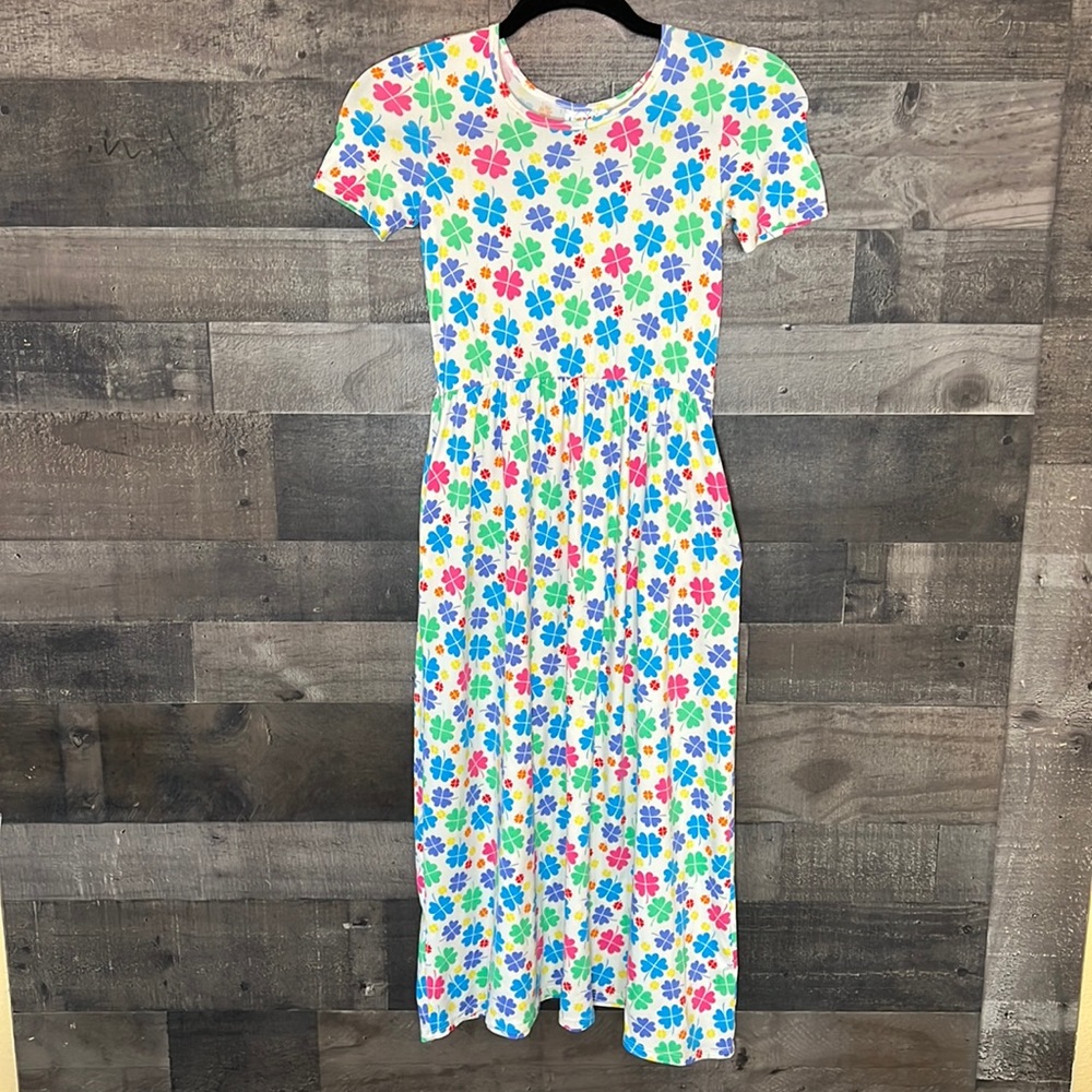Colorful Cloverleaf Long DotDot Smile Dress with Pockets